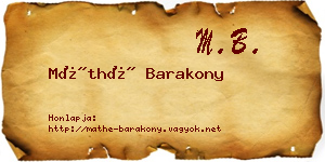 Máthé Barakony névjegykártya